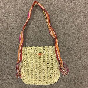 Muche Et Muchette Large Boho 100% Paper Bag with Fringe (NWOT)